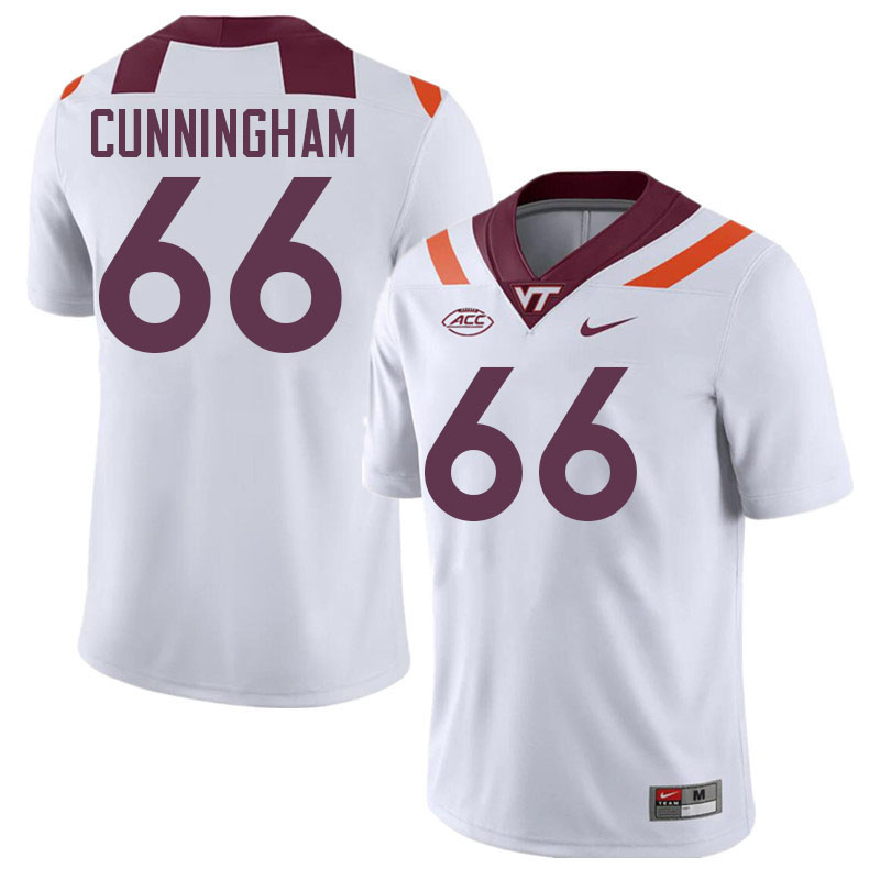 Men #66 Montavious Cunningham Virginia Tech Hokies College Football Jerseys Stitched-White